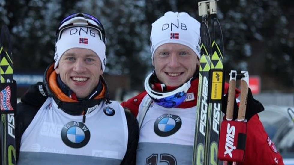 Tarjei Bø og Johannes Thingnes Bø. Foto: Norges Skiskytterforbund